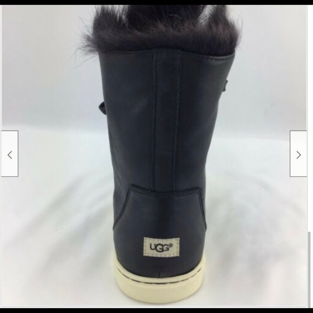 UGG Croft Black Calf Ankle Lace Up Fur Bootie 8.5 - Picture 5 of 8